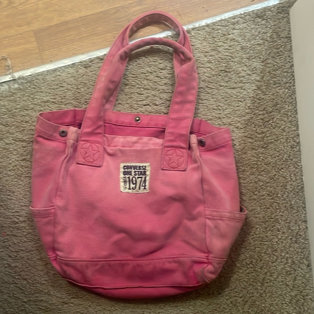 Vtg Converse One Star Hot Pink Tote Canvas Bag 3 Pockets (Hit me with offers!)